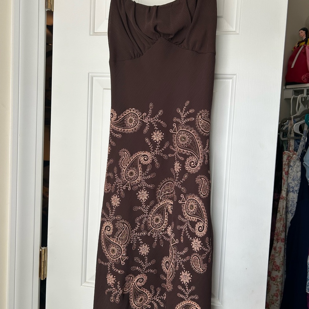 Brown Y2K Paisley Dress